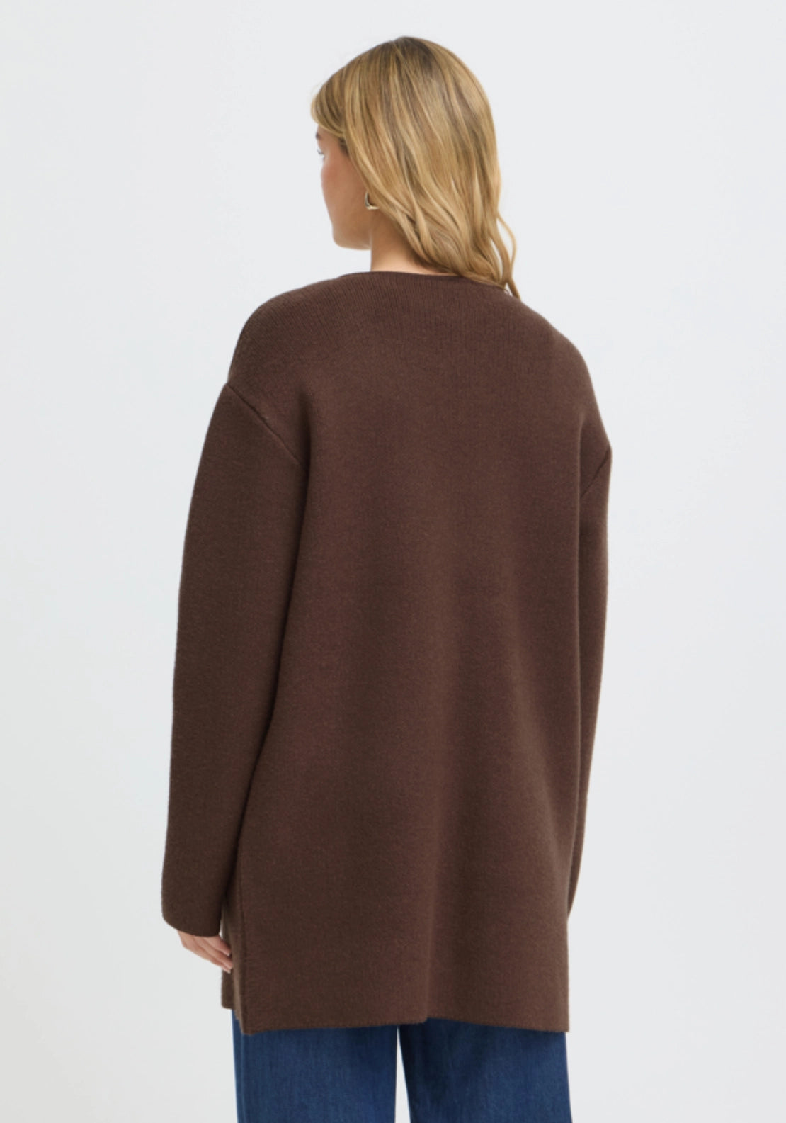 Contrast Pocket Longline Cardigan - Rain Drum