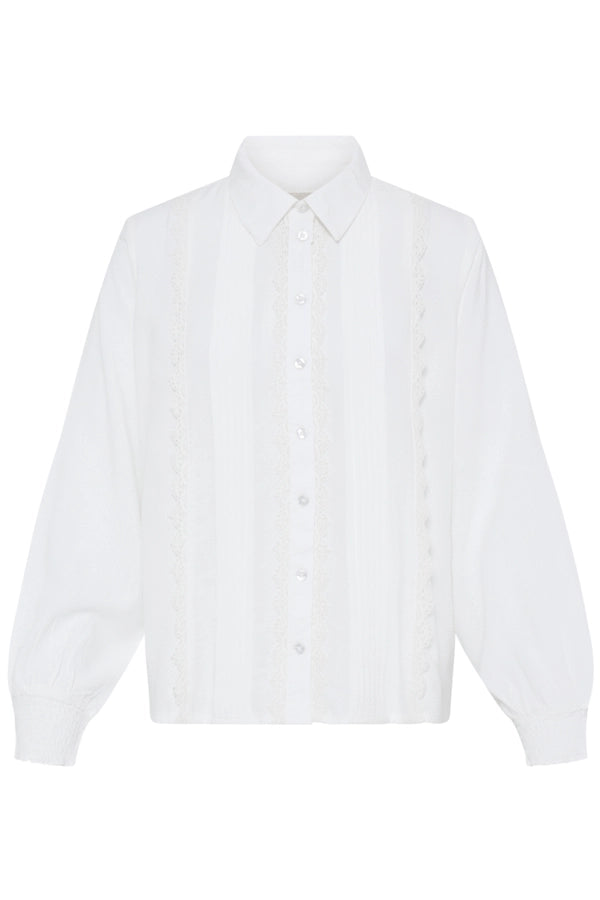 Lace Lapel Shirt - White