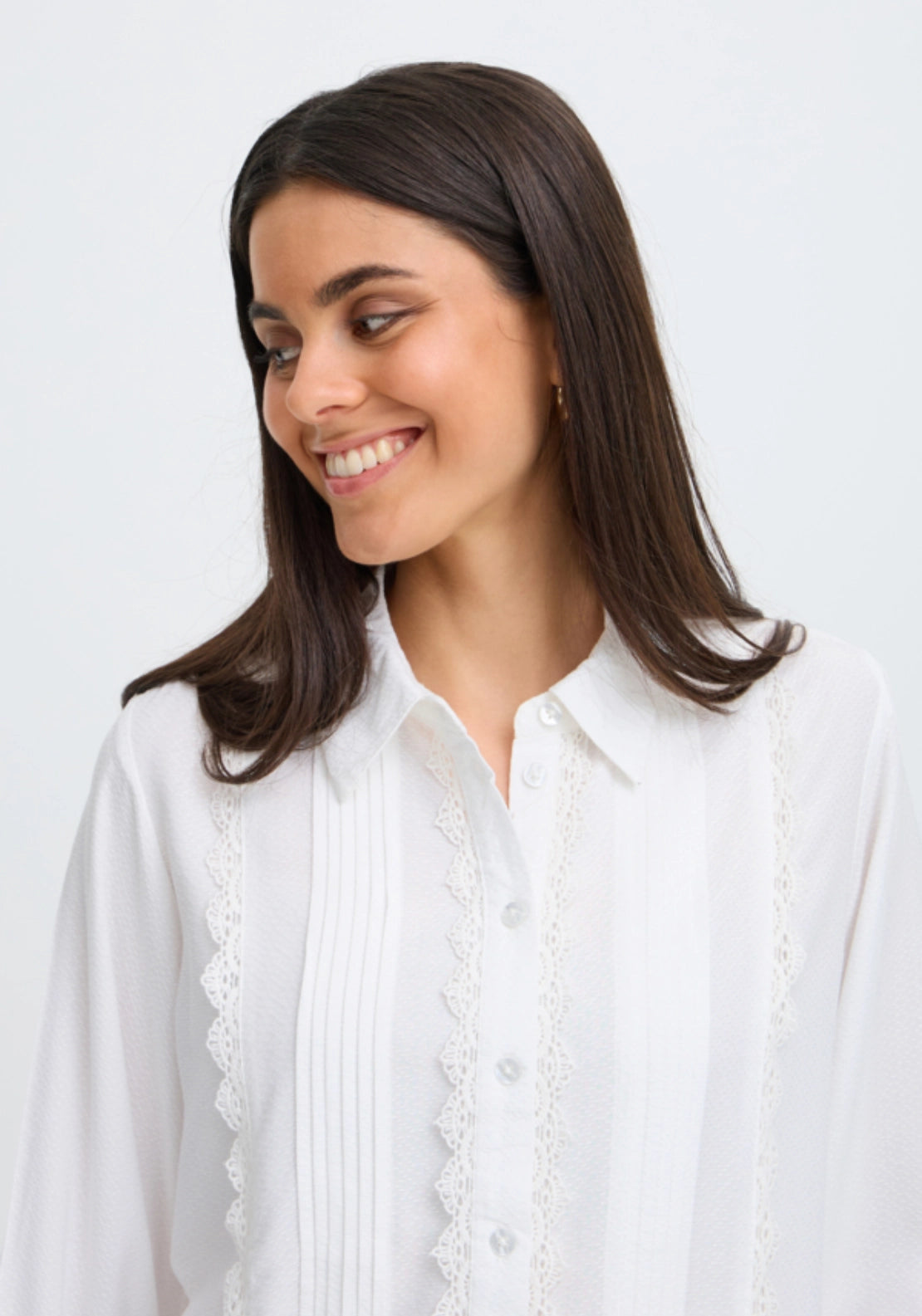 Lace Lapel Shirt - White