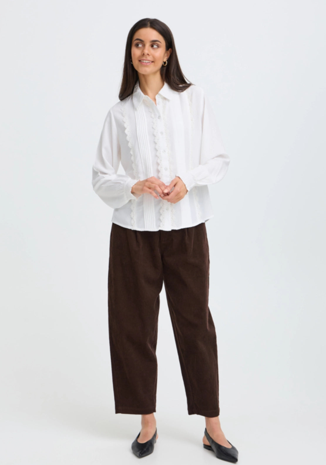Lace Lapel Shirt - White