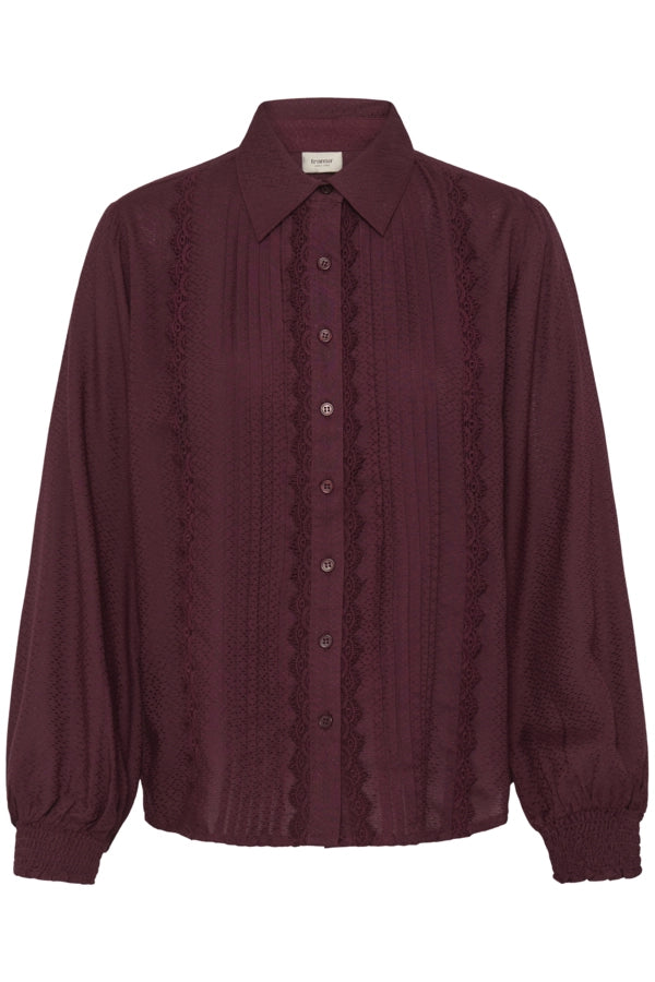 Lace Lapel Shirt - Red