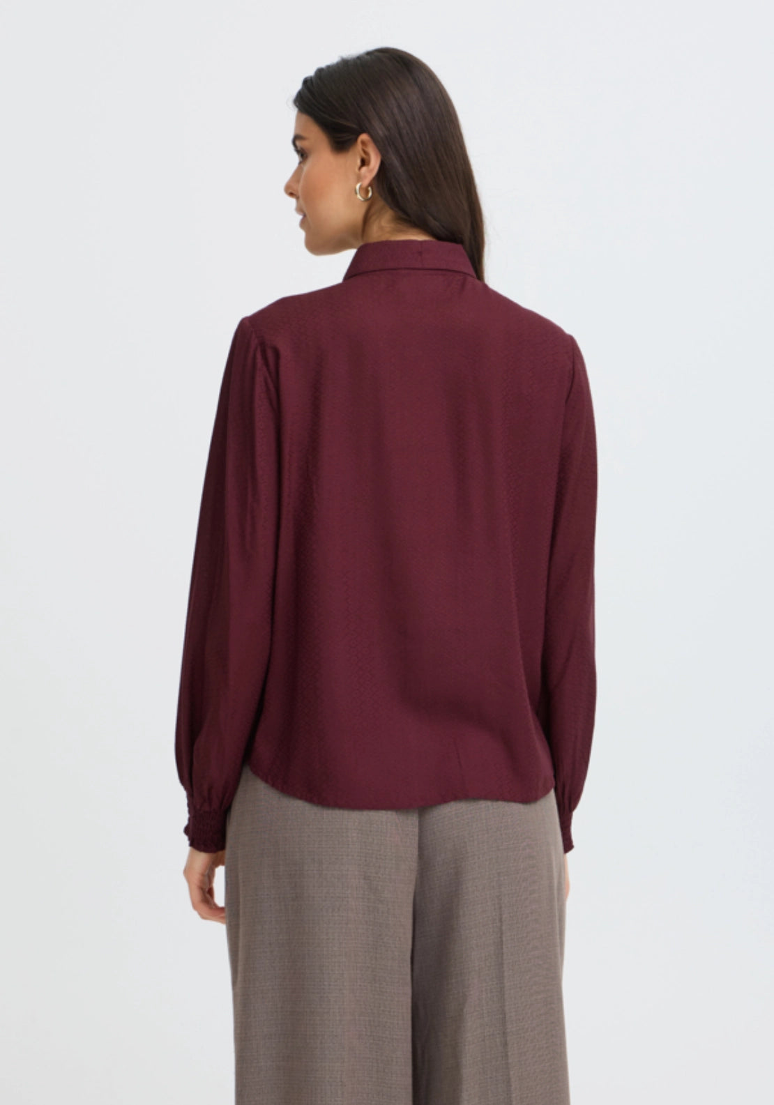 Lace Lapel Shirt - Red