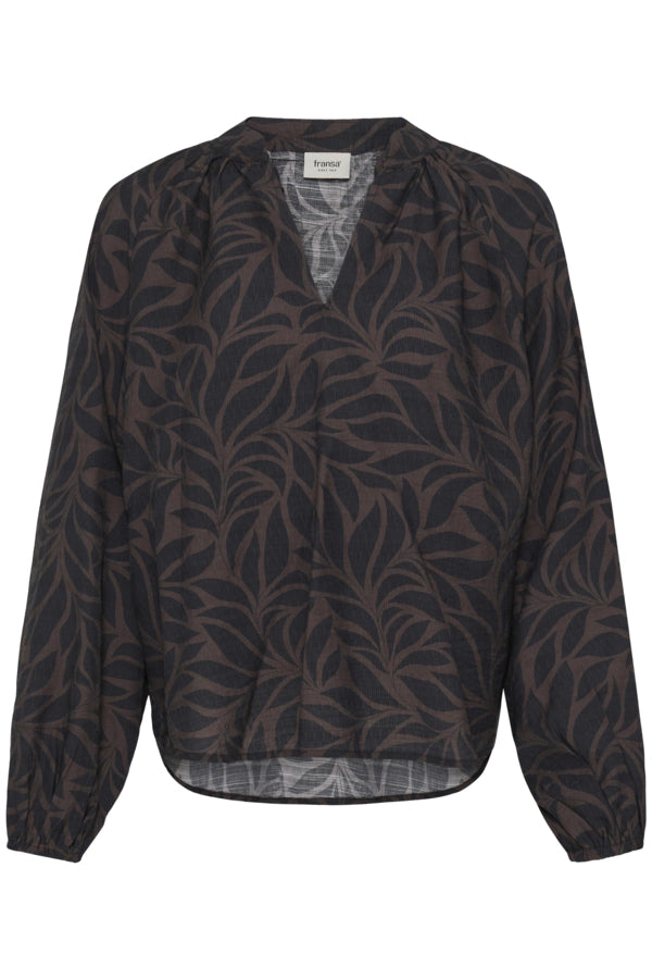 Botanical Blouse - Hot Fudge Driftwood