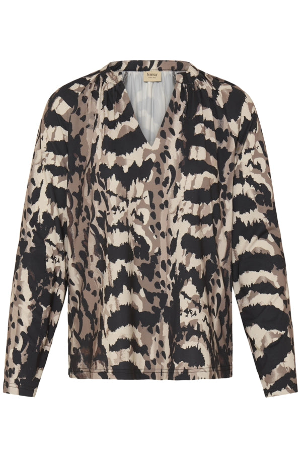Animal Print Blouse - Abstractleo Driftwood