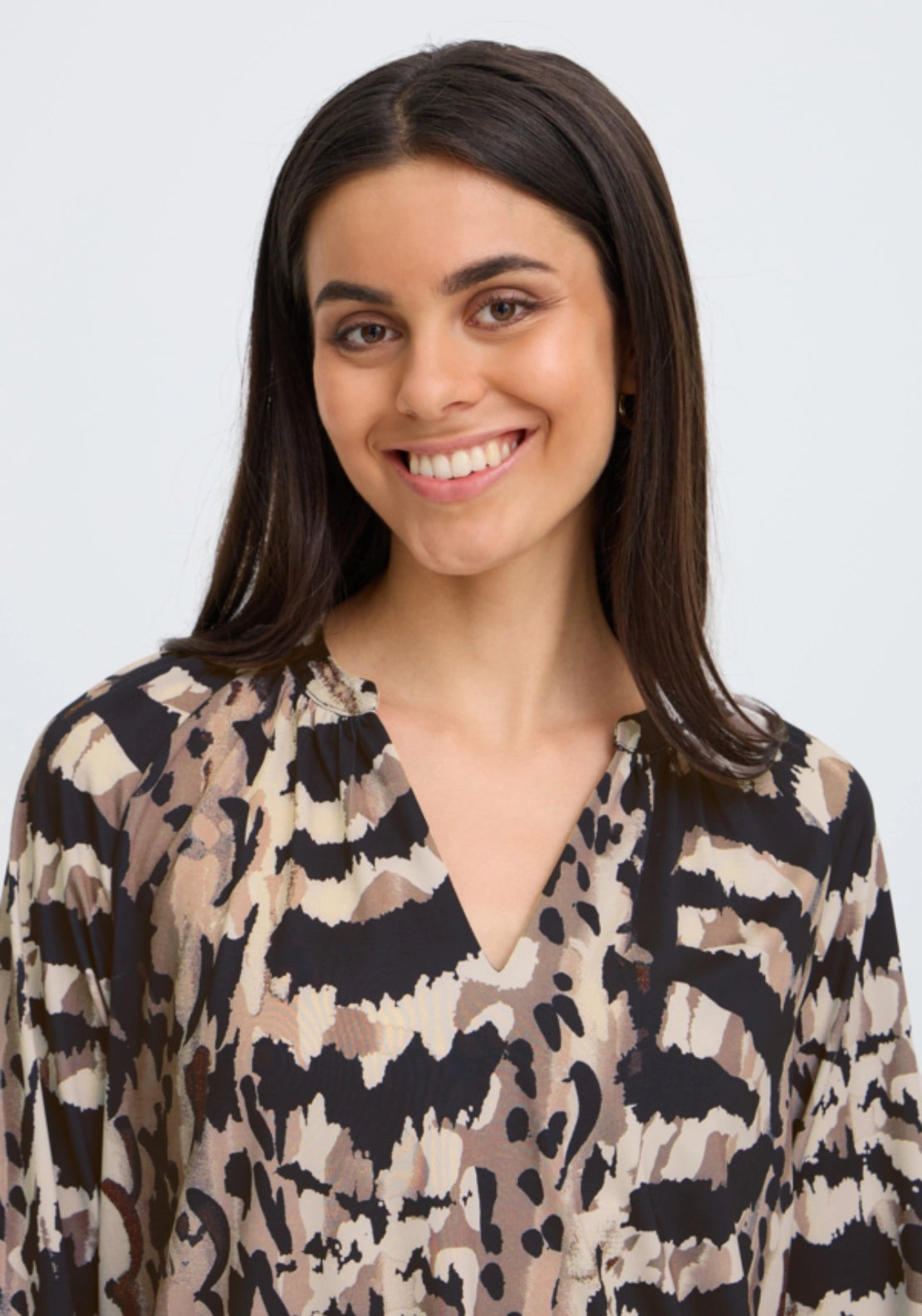 Animal Print Blouse - Abstractleo Driftwood