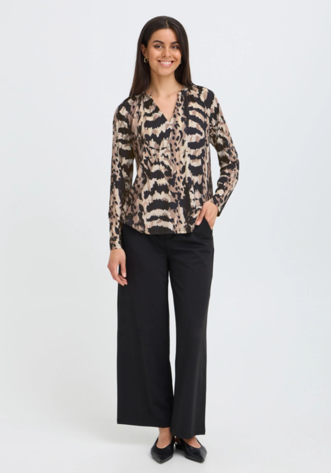Animal Print Blouse - Abstractleo Driftwood