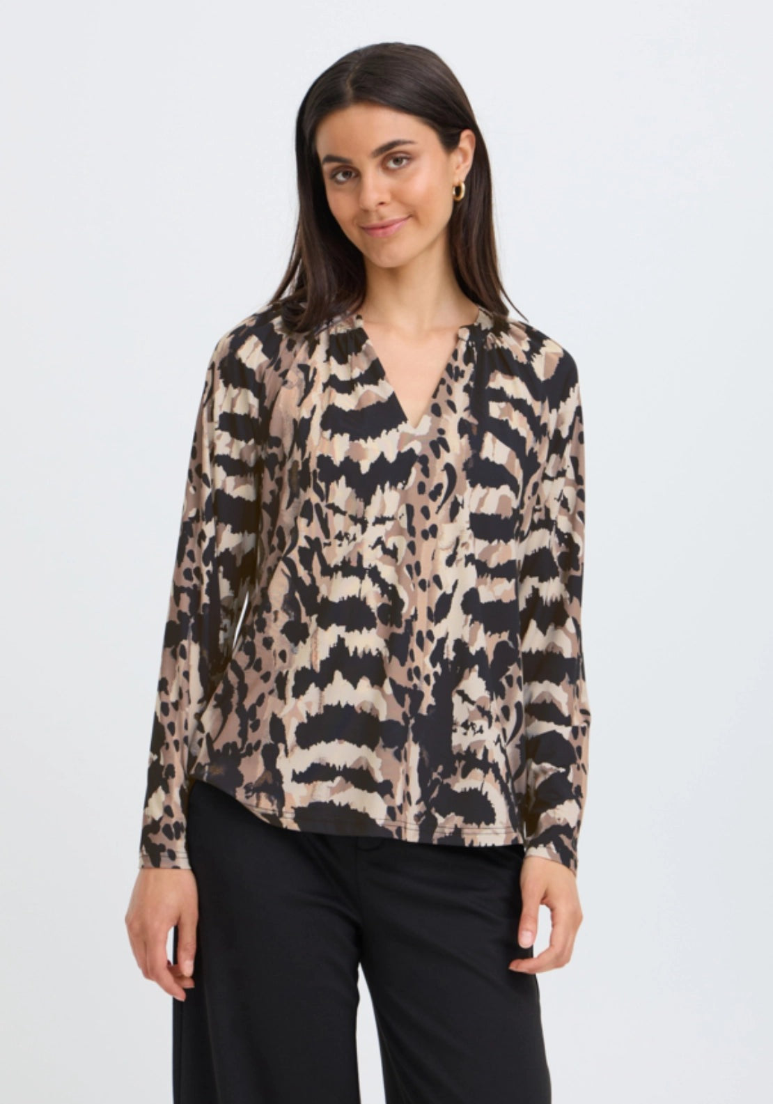 Animal Print Blouse - Abstractleo Driftwood