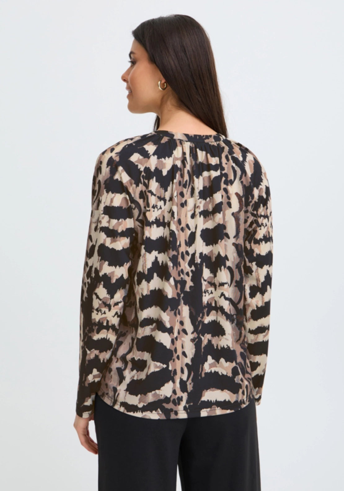 Animal Print Blouse - Abstractleo Driftwood
