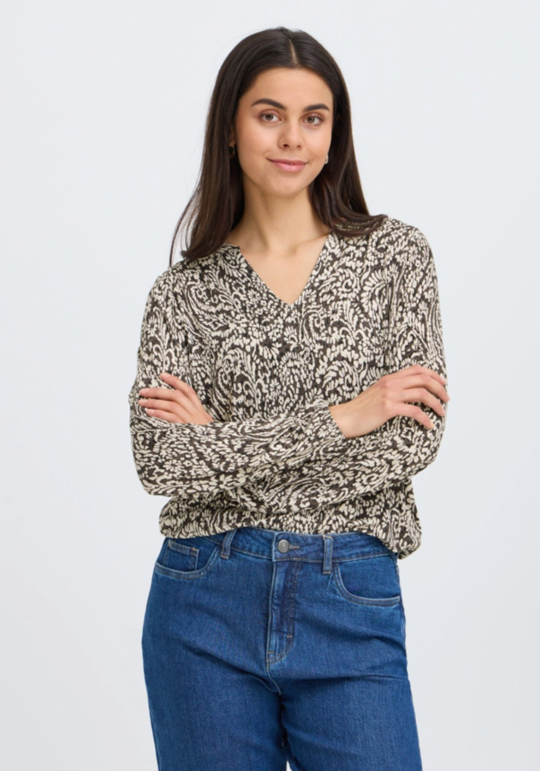 Paisley Print Blouse - Aura Bloom Hot Fudge
