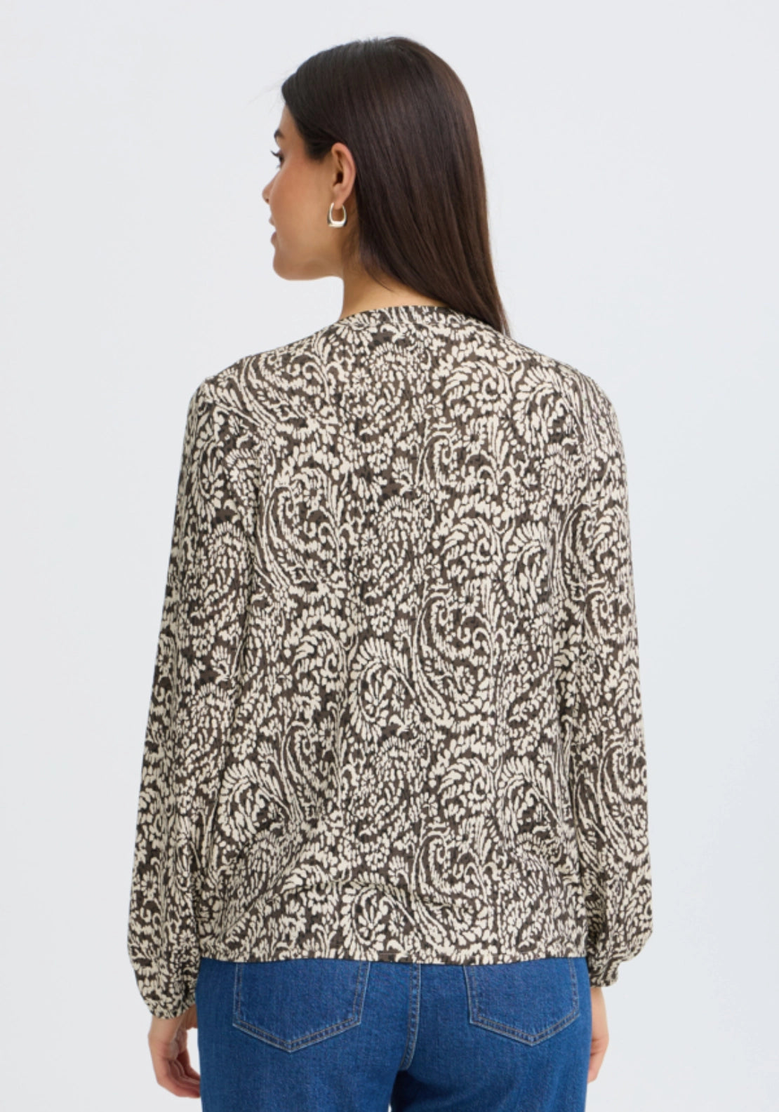 Paisley Print Blouse - Aura Bloom Hot Fudge