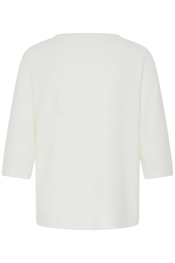 Mid Sleeve Ribbed Top - White