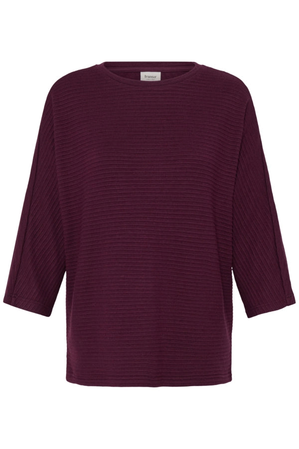 Mid Sleeve Ribbed Top - Red