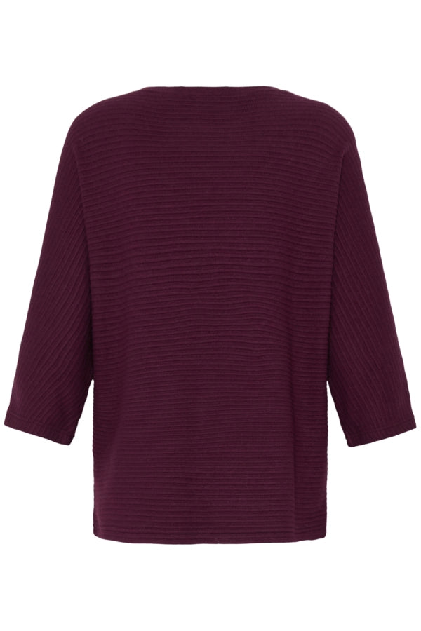 Mid Sleeve Ribbed Top - Red