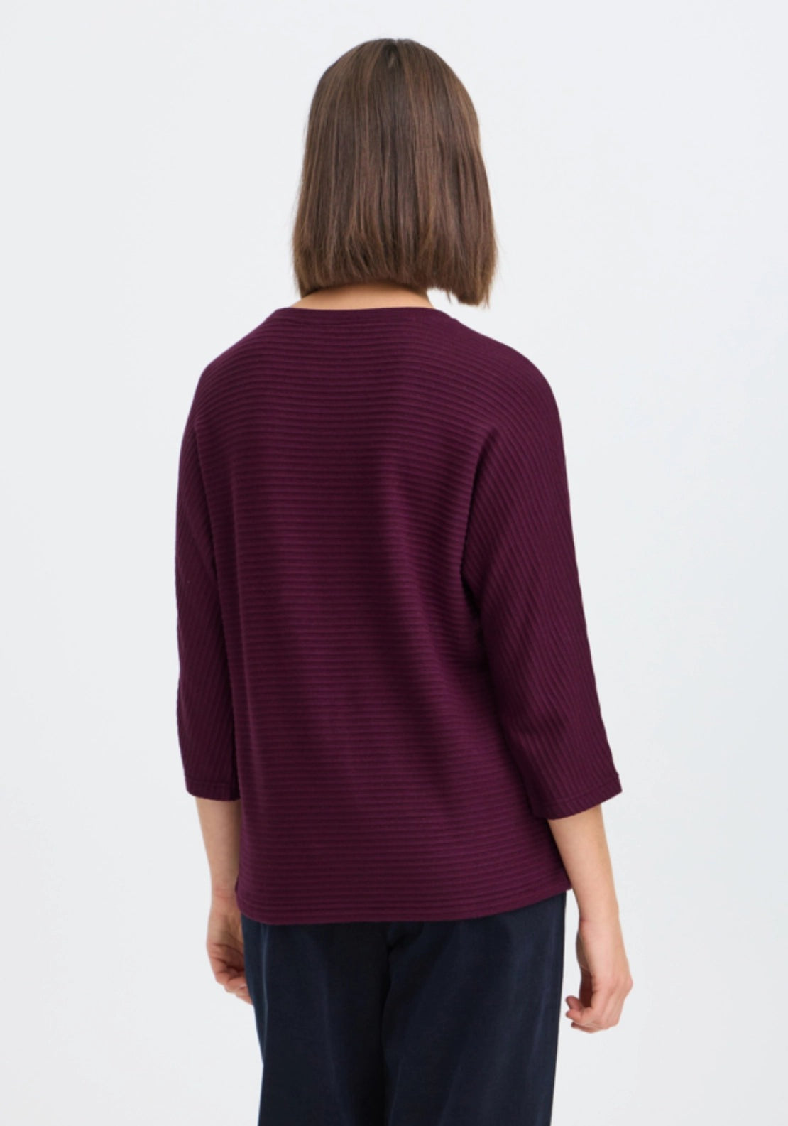 Mid Sleeve Ribbed Top - Red