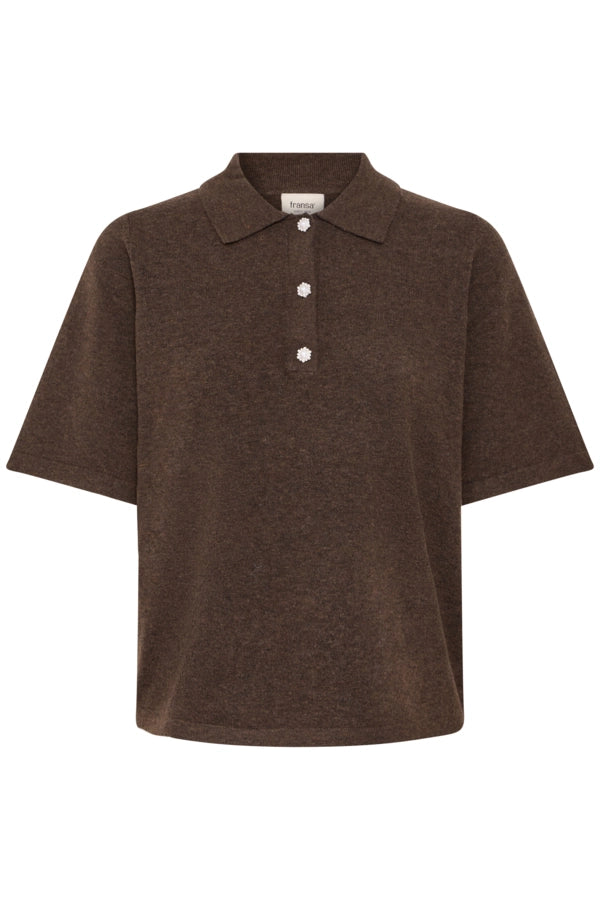 Flower Button T-Shirt - Hot Fudge Melange