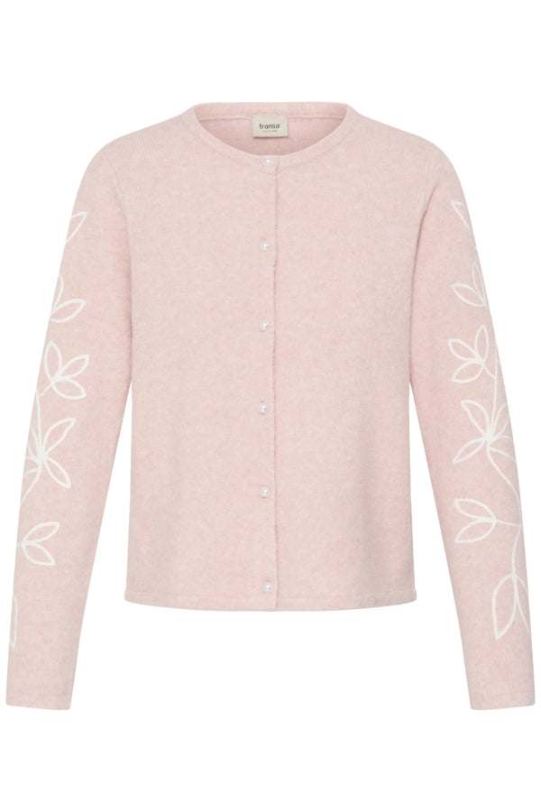 Floral Sleeve Cardigan - Silver Pink Embroidery