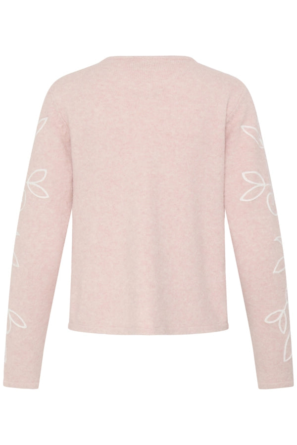 Floral Sleeve Cardigan - Silver Pink Embroidery