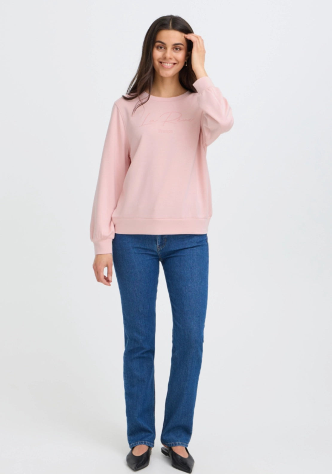Graphic Print Pullover - Rose Shadow Text