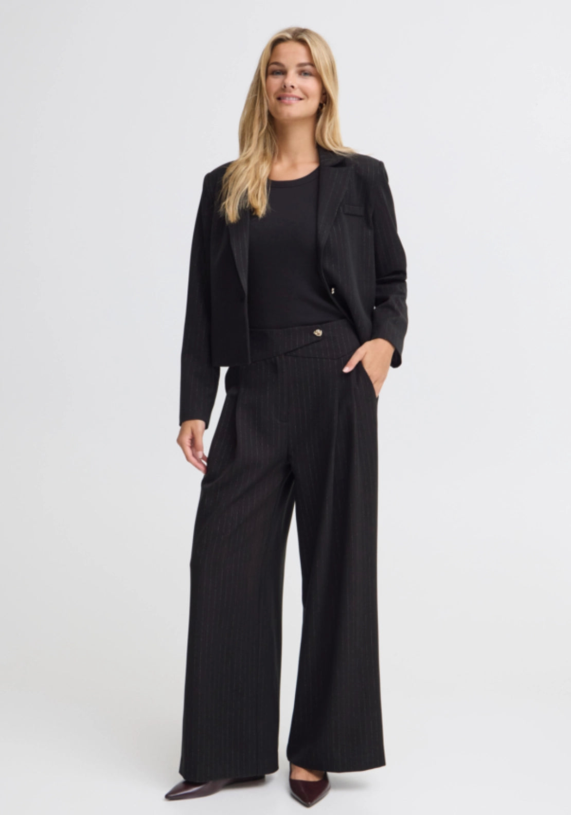 Pinstripe Suit Trousers - Black Lurex Stripe