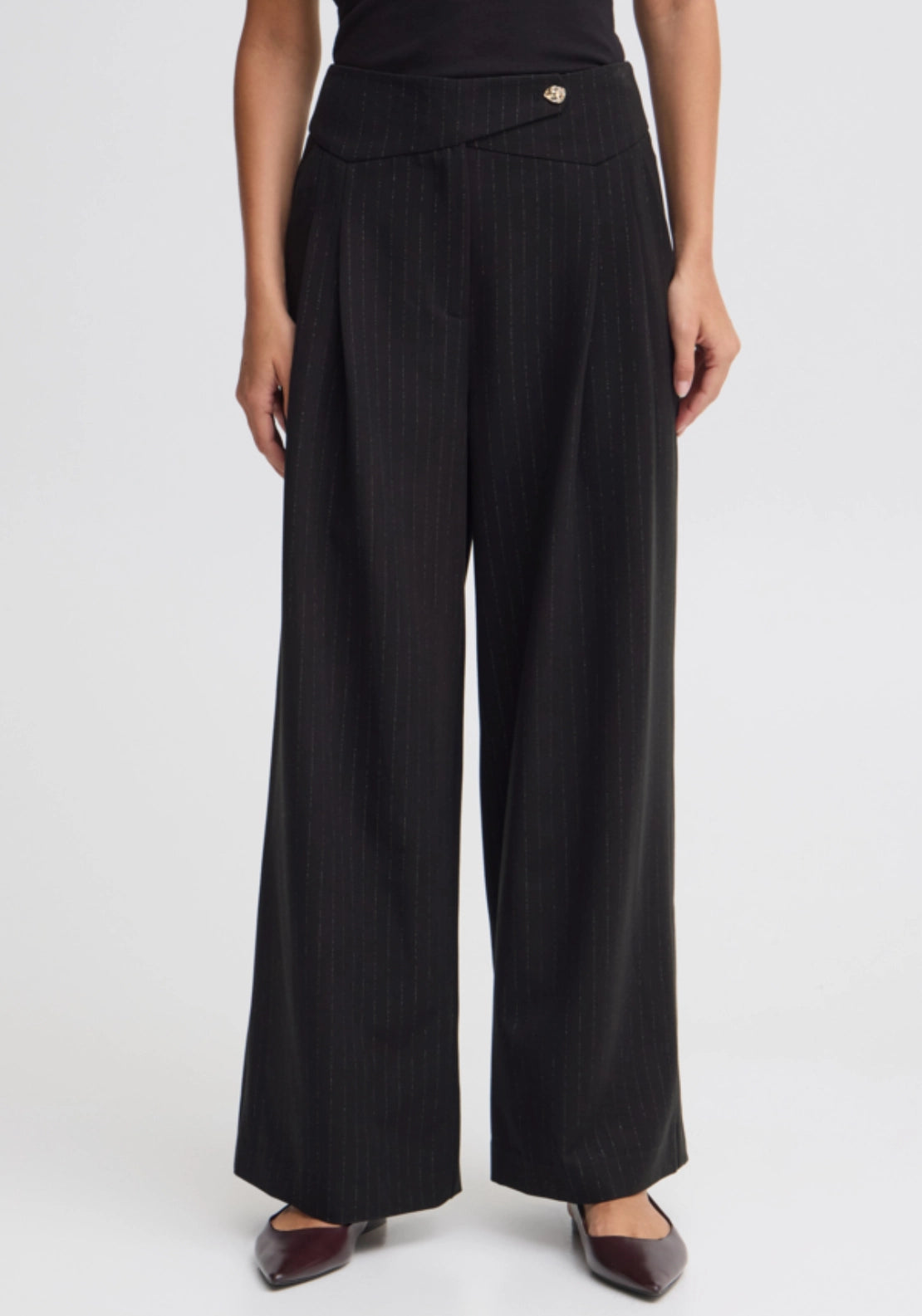 Pinstripe Suit Trousers - Black Lurex Stripe
