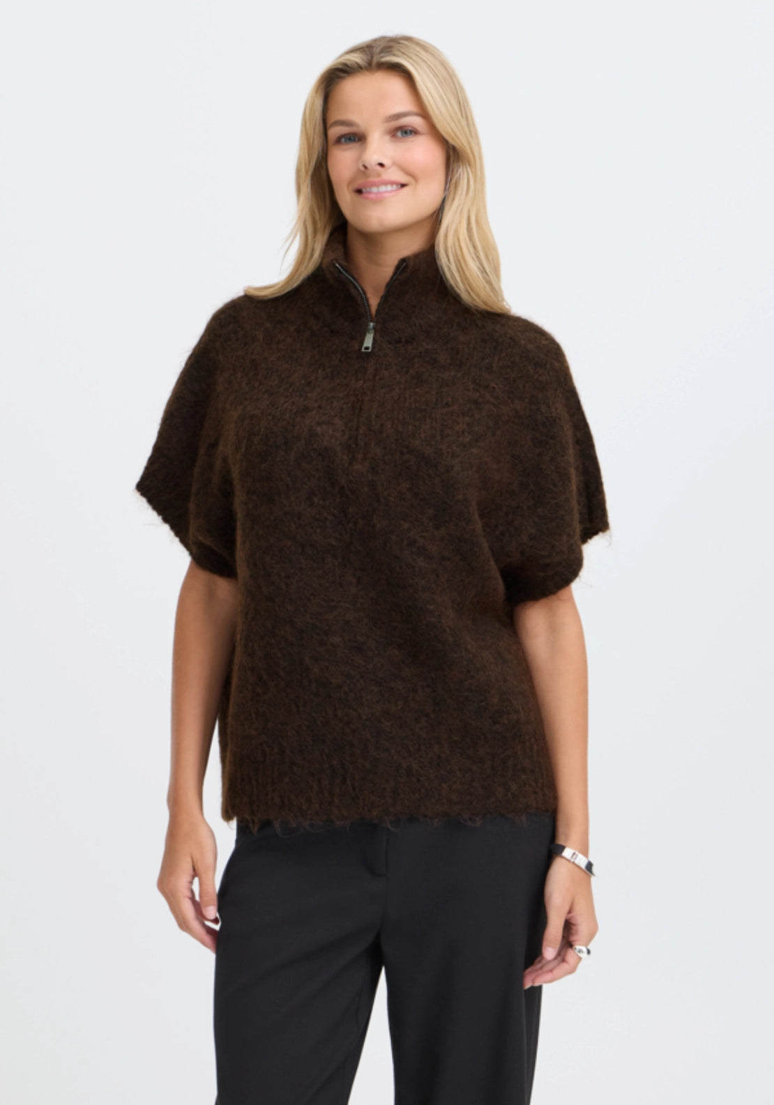 Knit 1/4 Zip - Hot Fudge Melange