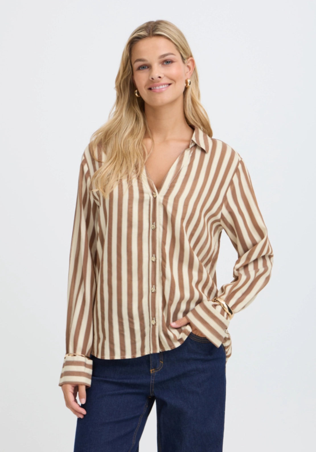 Everyday Stripe Shirt - Toffe Oyster Gray Stripe