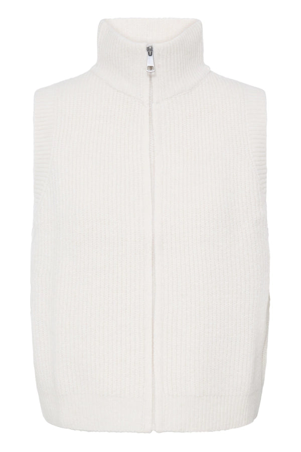 Sleeveless Zip Knit Gilet - White