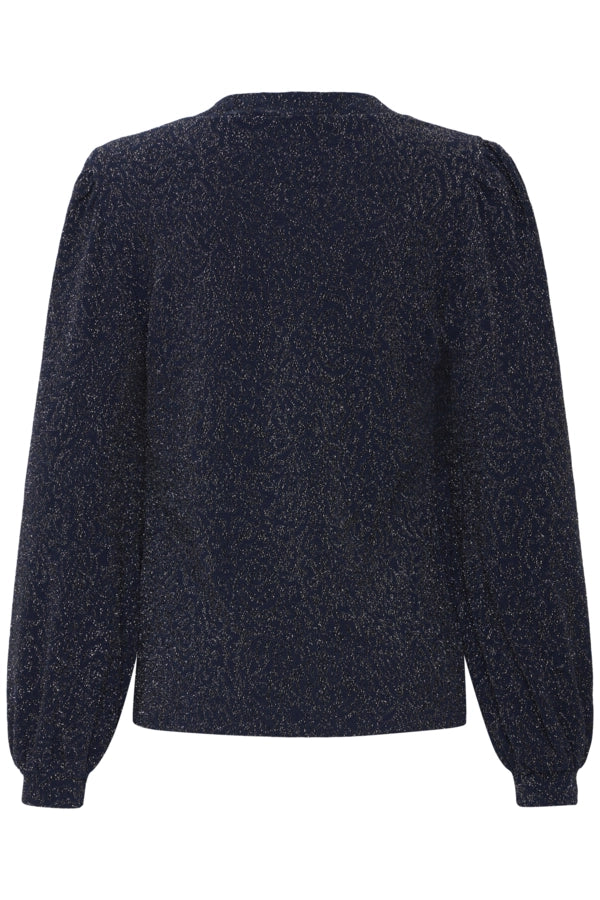 Long Sleeve Sparkle Top - Navy Blazer/silver