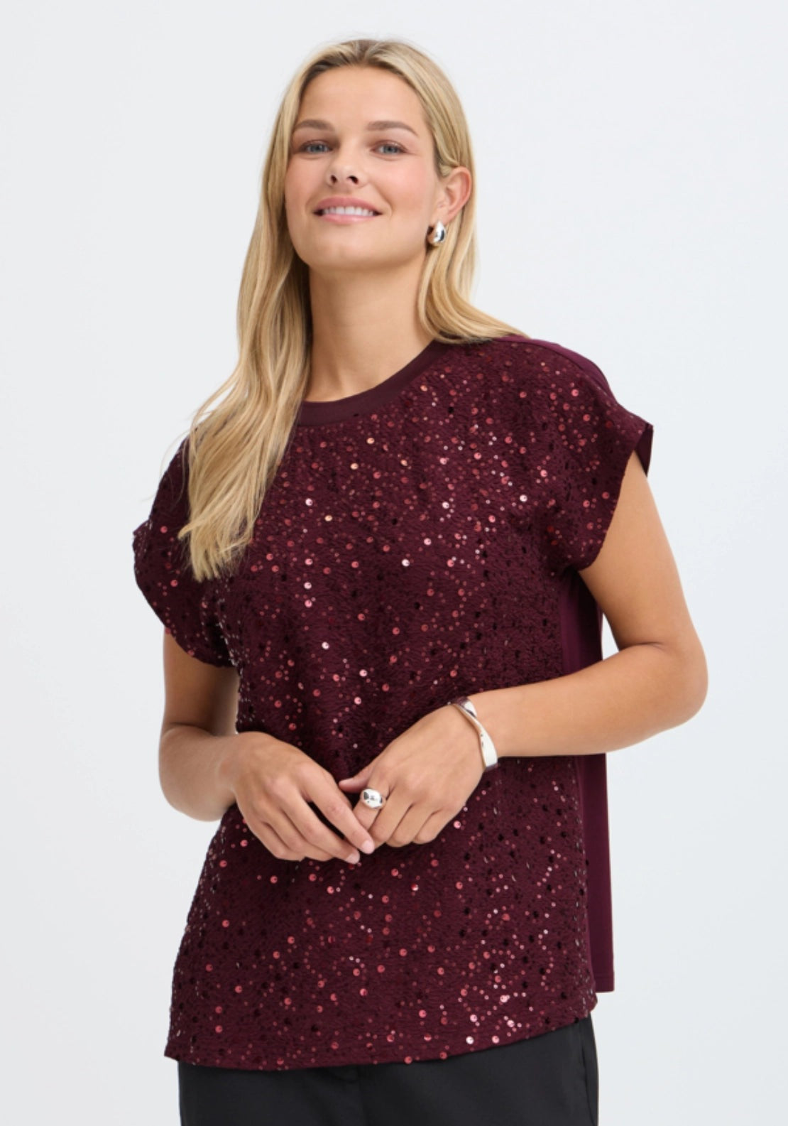 Front Sequin T-Shirt - Red