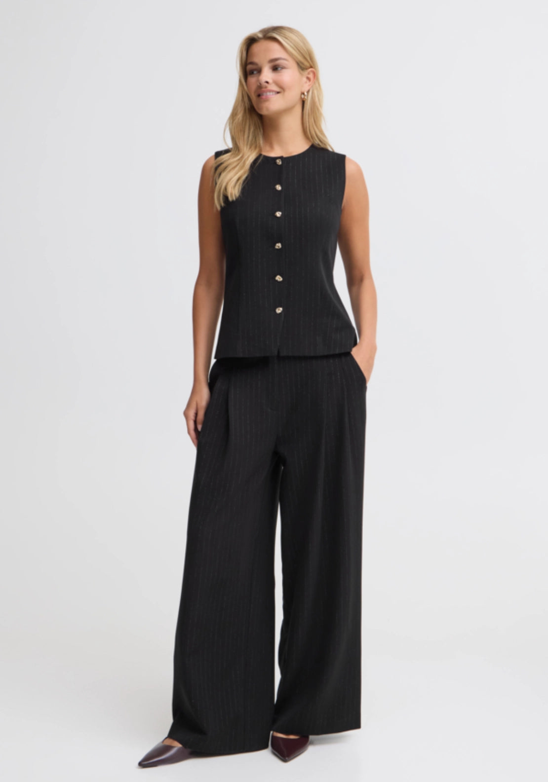 Pinstripe Suit Waistcoat - Black Lurex Stripe