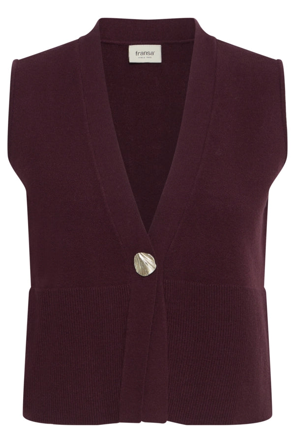 V-Neck Knit Vest - Red