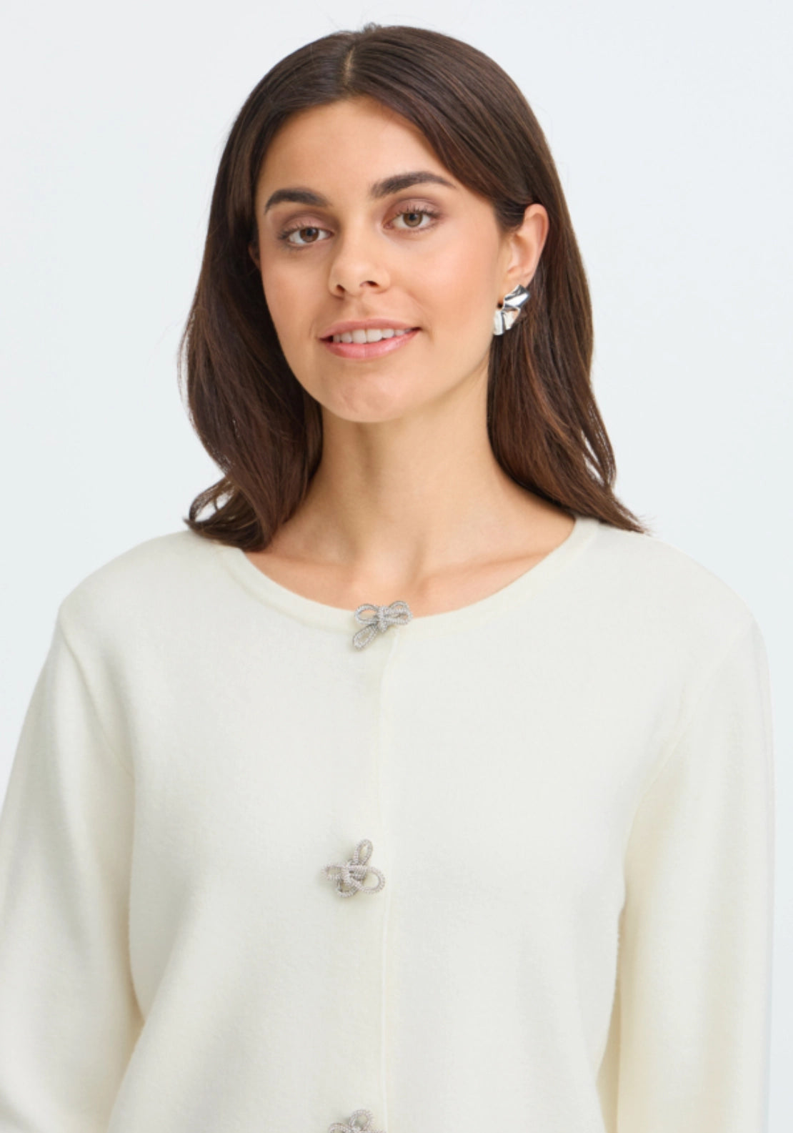 Bow Detail Cardigan - White