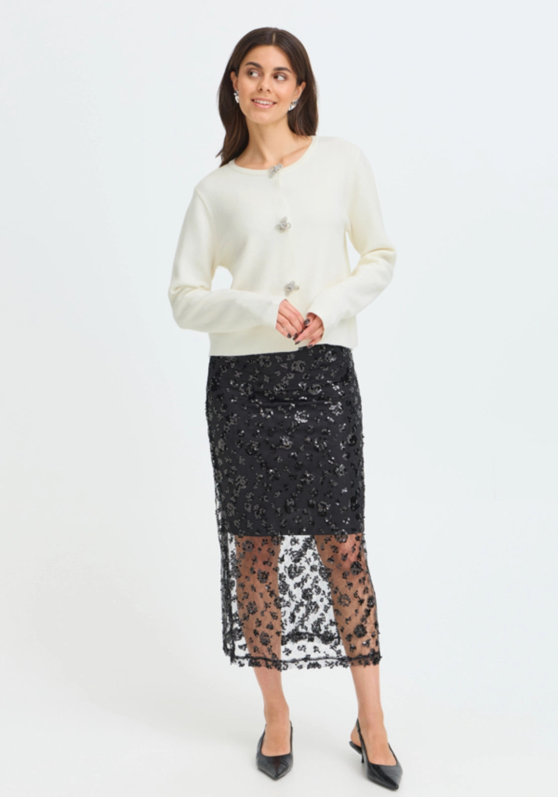 Bow Detail Cardigan - White