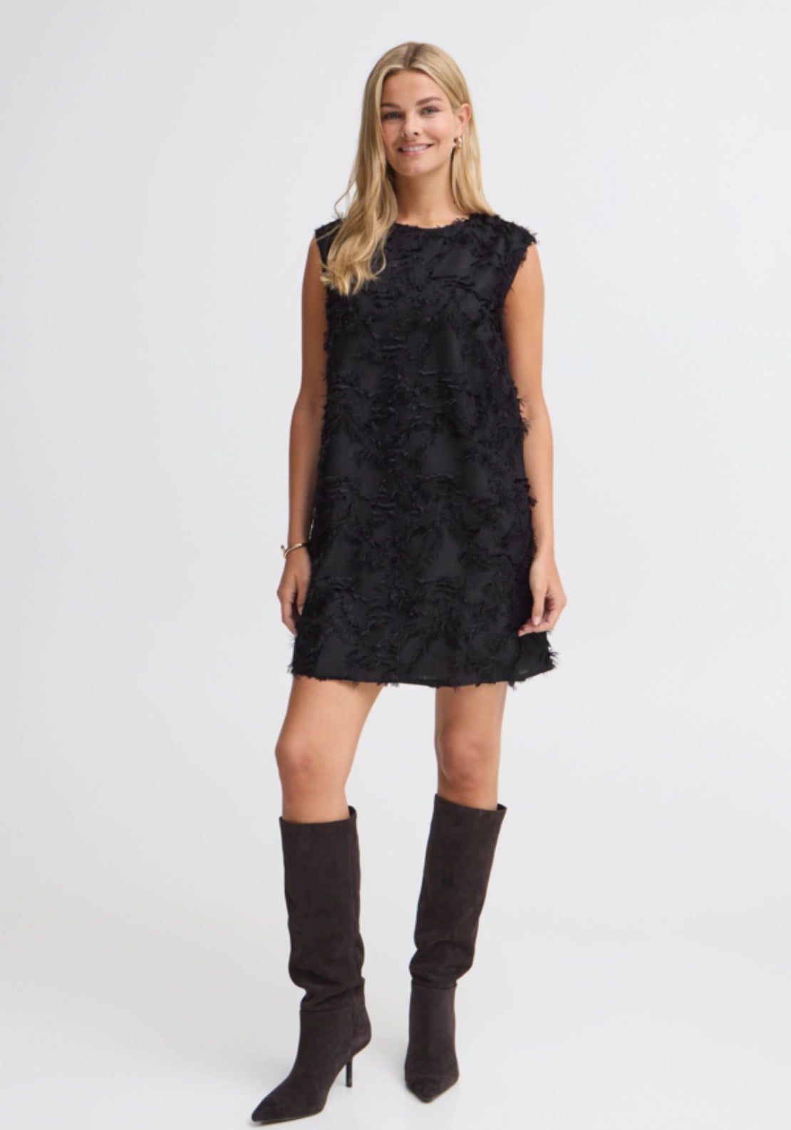 Textured Mini Dress - Meteorite
