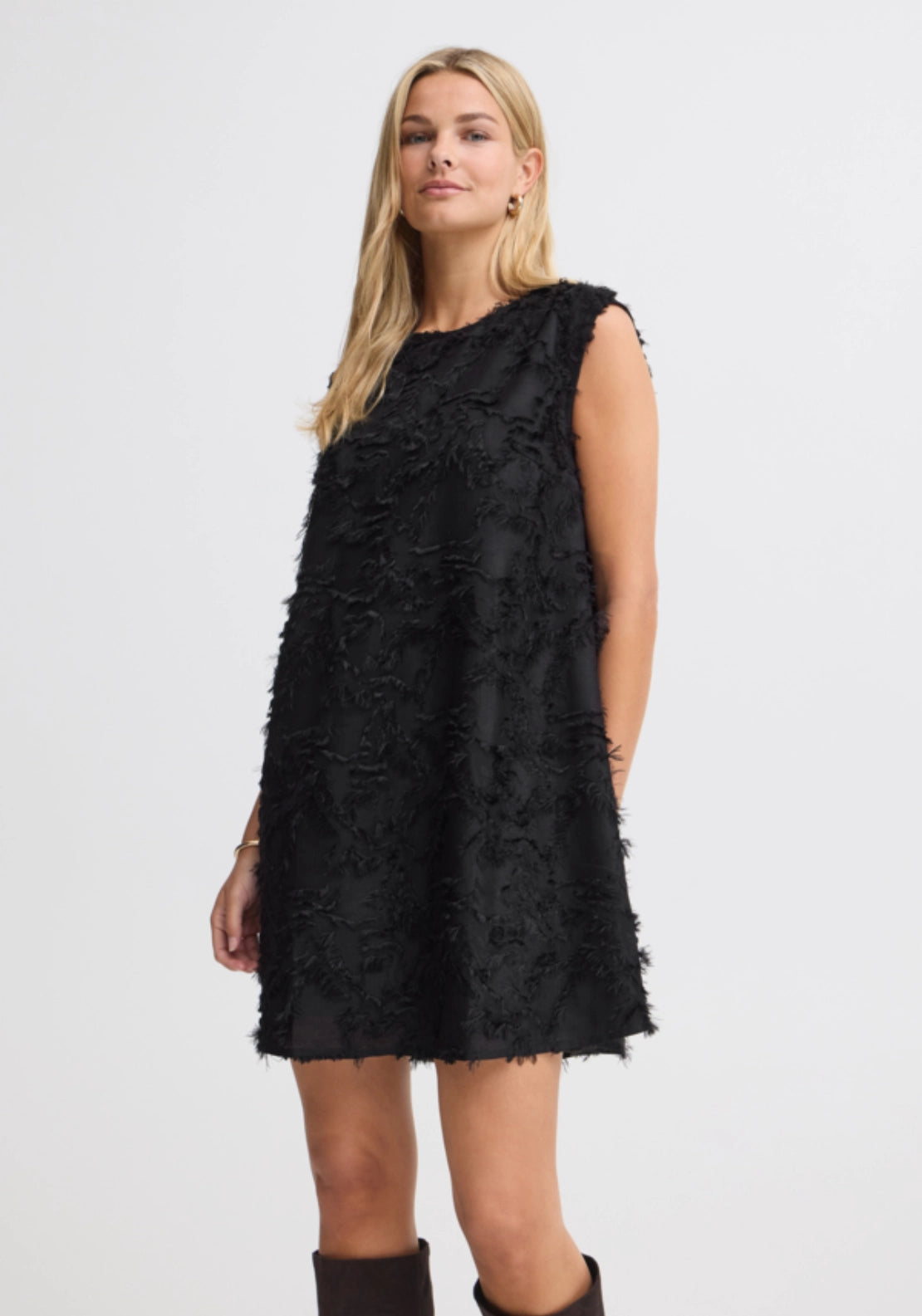 Textured Mini Dress - Meteorite