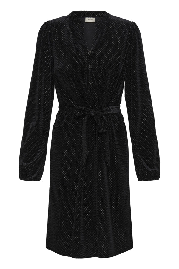 Shining Tie Waist Dress - Meteorite