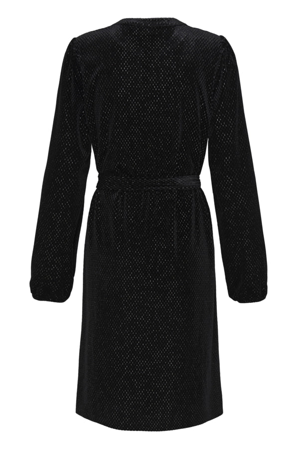 Shining Tie Waist Dress - Meteorite