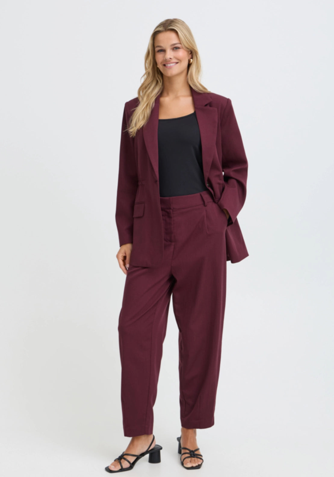 Straight Suit Pants - Red