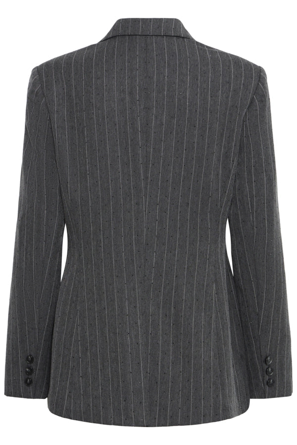 Pinstripe Suit Blazer - Gray Houndtooth W. Rhinestone