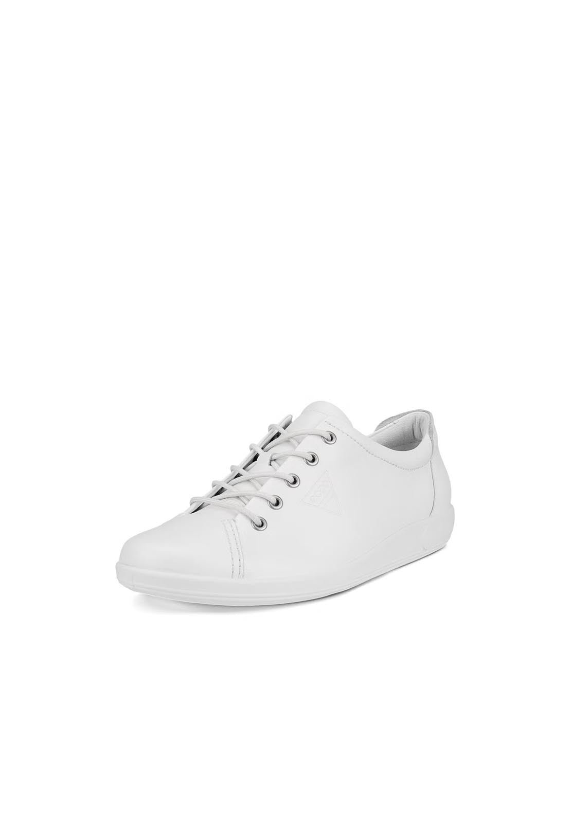 Ecco Soft 2 Casual Lace Shoe - White 3 Shaws Department Stores