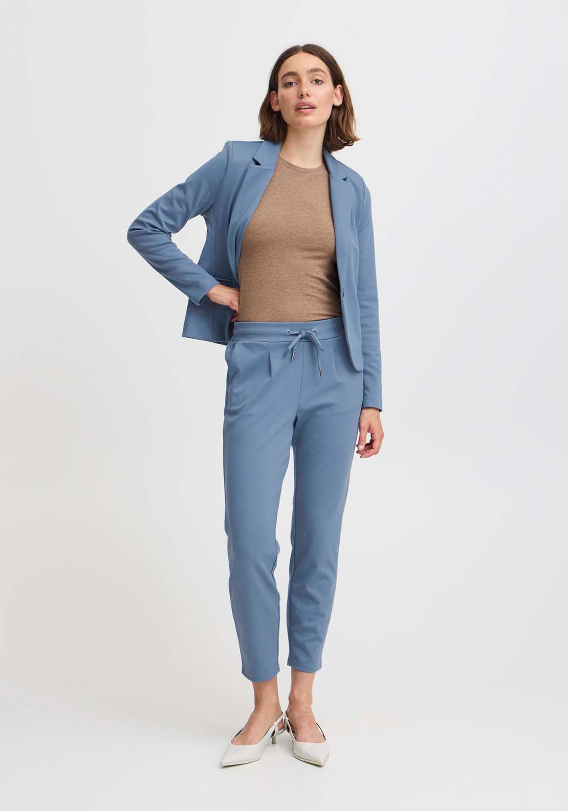 B Young Rizetta Crop Trousers - Blue Horizon 1 Shaws Department Stores
