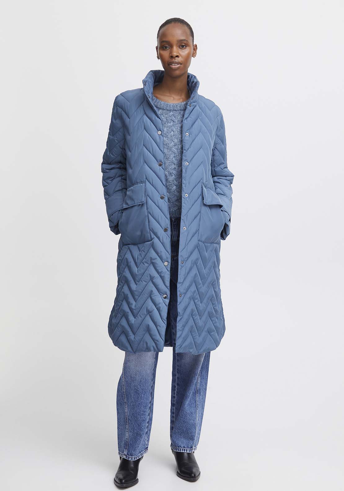 B Young Amaxa Long Sleeve Coat - Blue Horizon 1 Shaws Department Stores