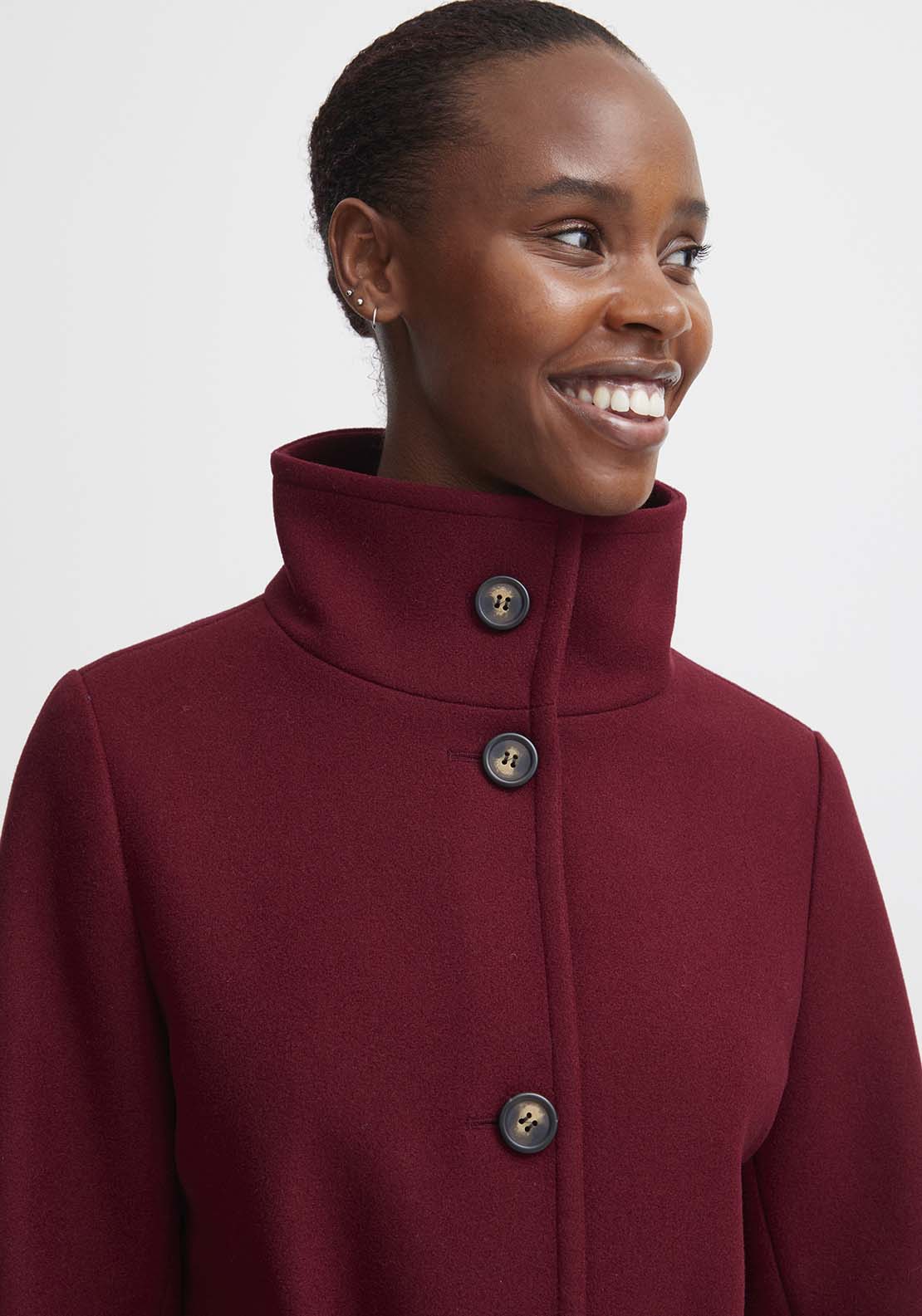 B Young Cilia Long Sleeve Coat - Pomegranate 3 Shaws Department Stores