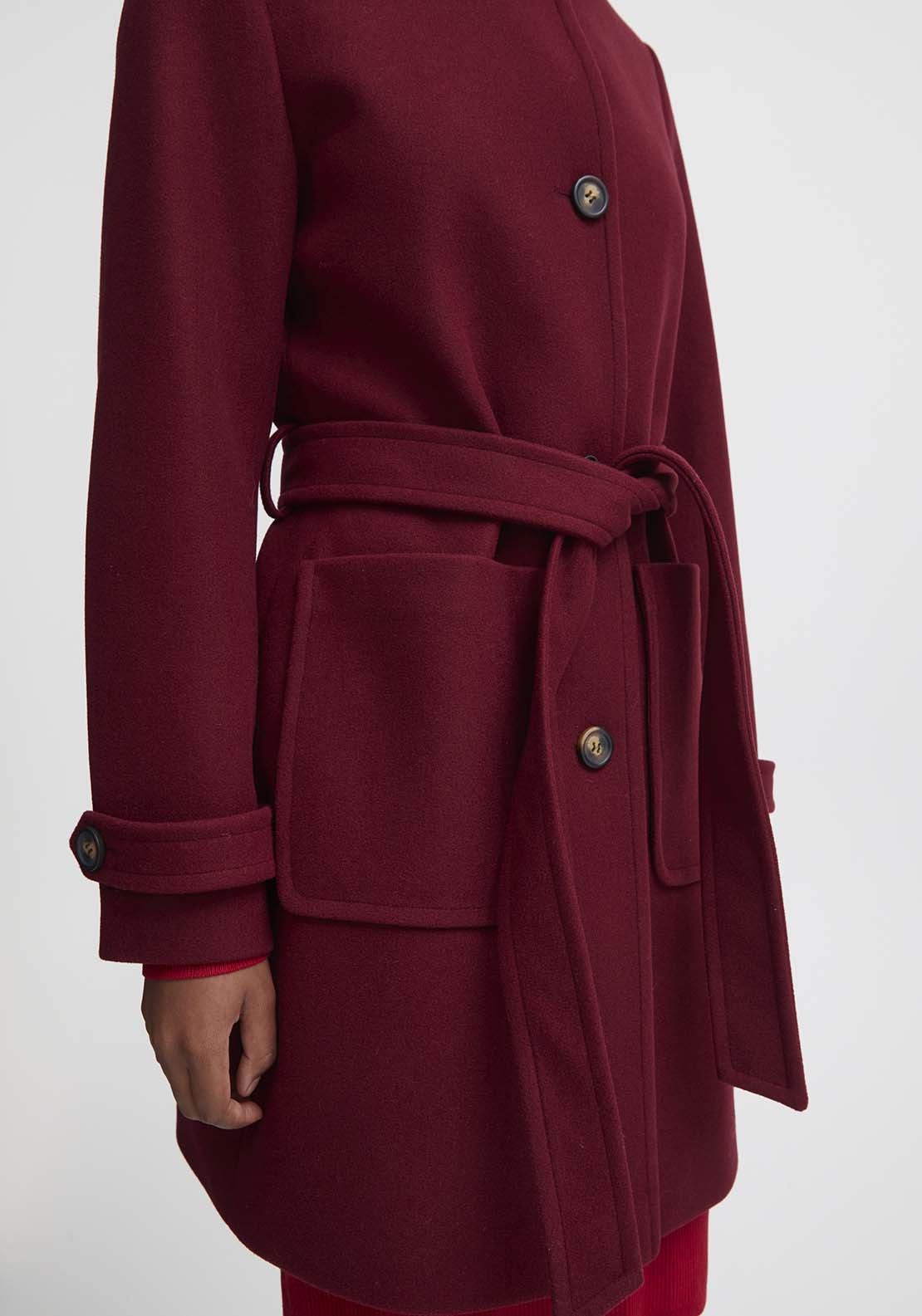 B Young Cilia Long Sleeve Coat - Pomegranate 4 Shaws Department Stores