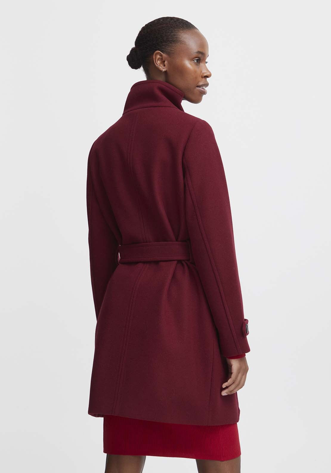 B Young Cilia Long Sleeve Coat - Pomegranate 5 Shaws Department Stores
