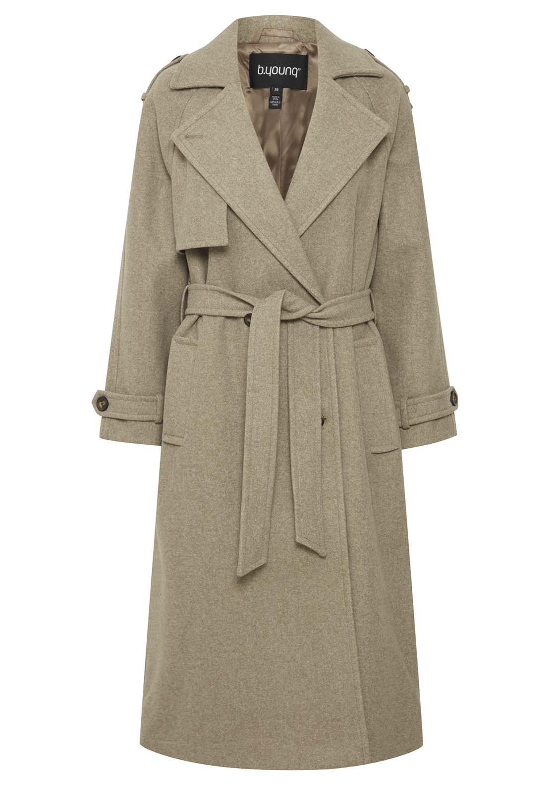 B Young Cilia Long Sleeve Trench Coat - Sepia Tint Melange 6 Shaws Department Stores