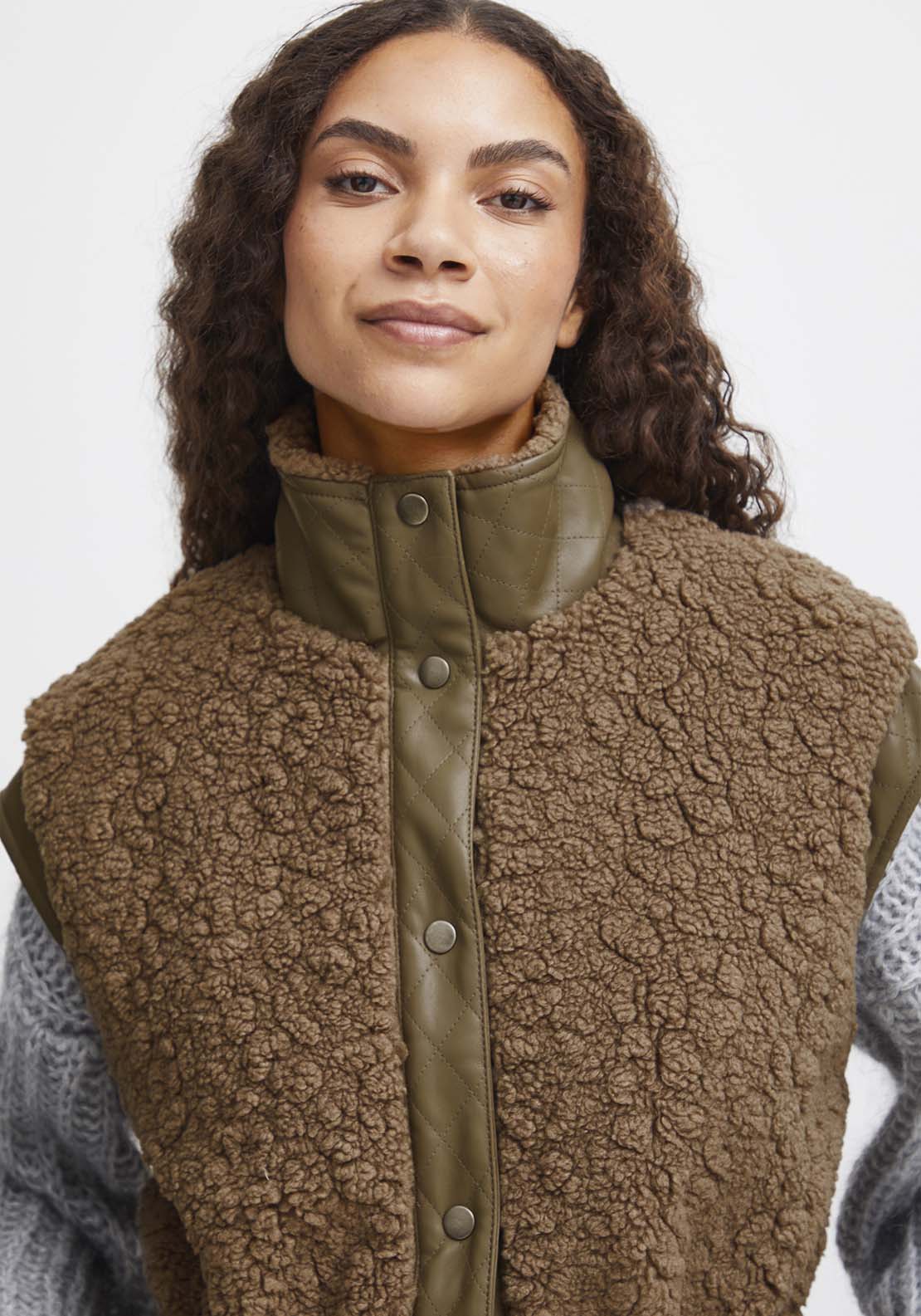 B Young Anamaj Waistcoat - Walnut 3 Shaws Department Stores
