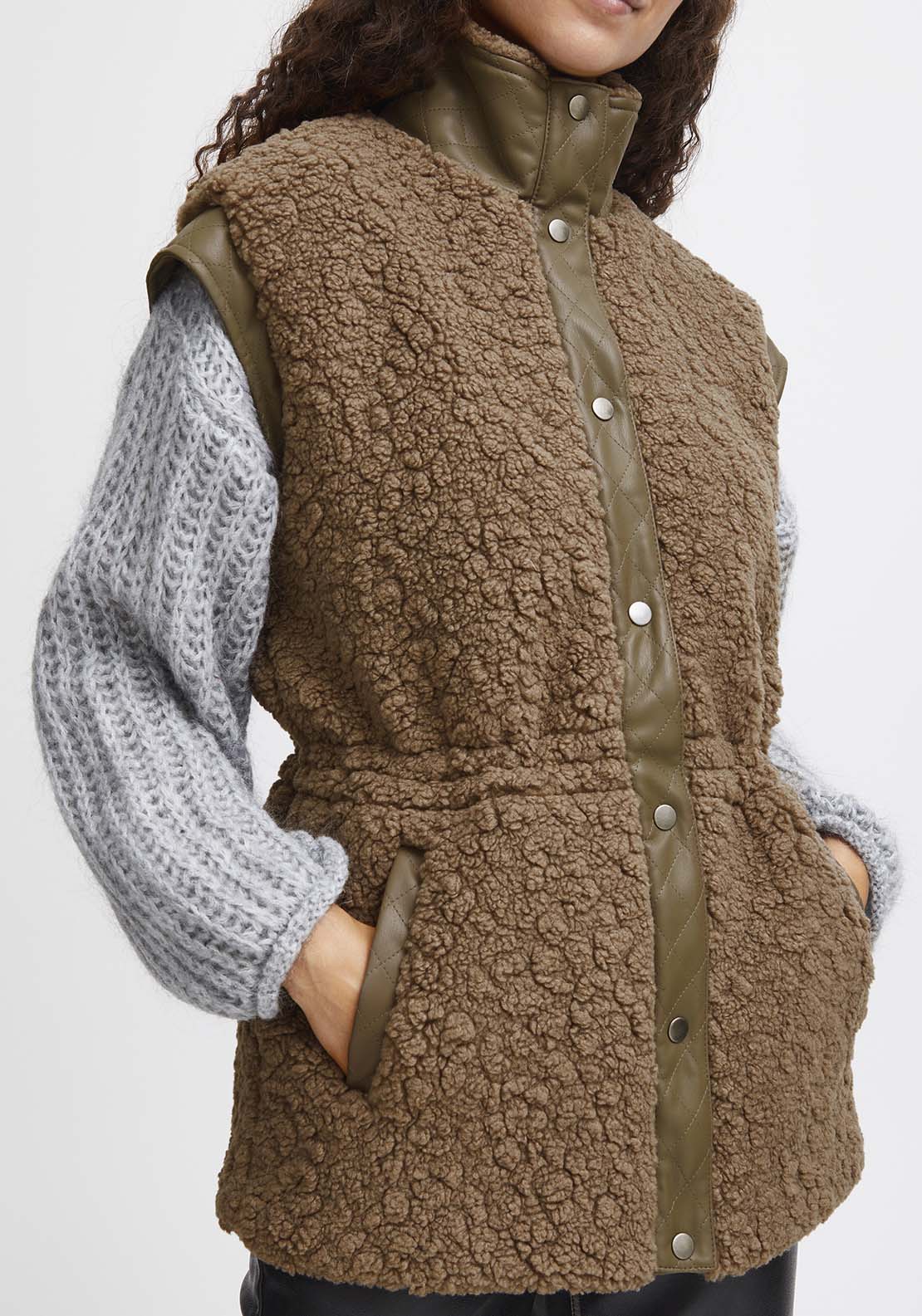B Young Anamaj Waistcoat - Walnut 4 Shaws Department Stores