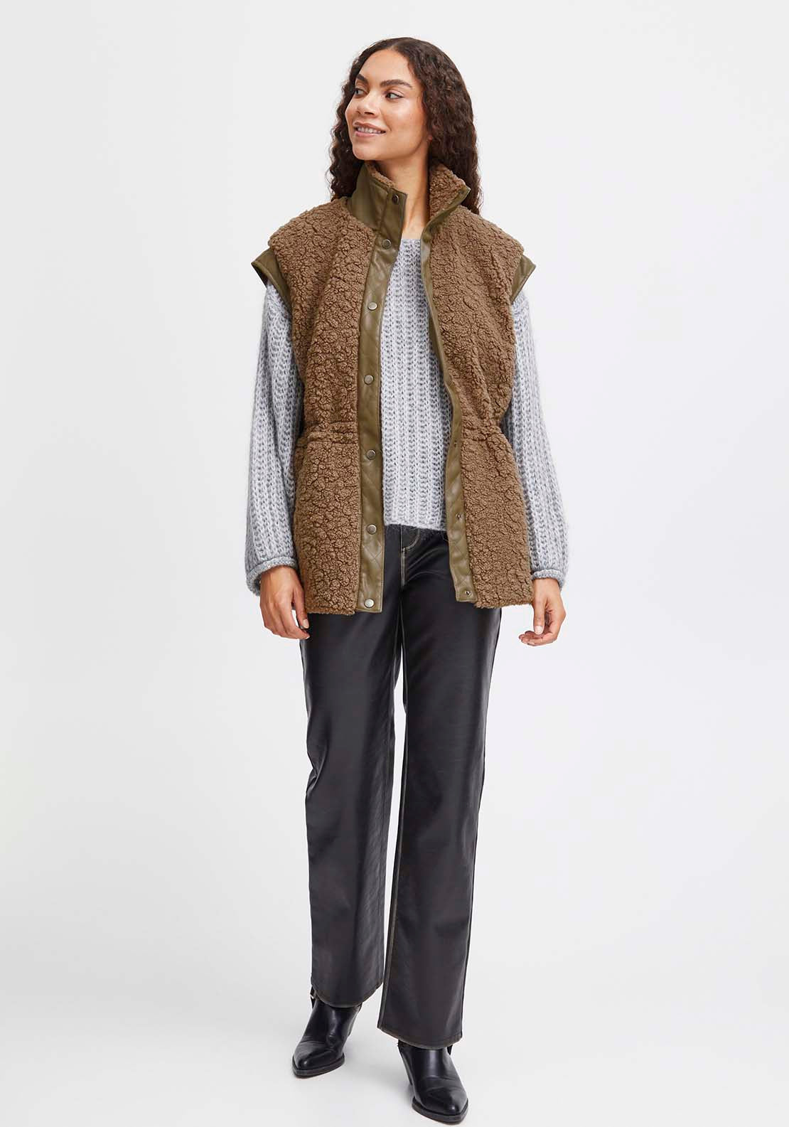 B Young Anamaj Waistcoat - Walnut 2 Shaws Department Stores