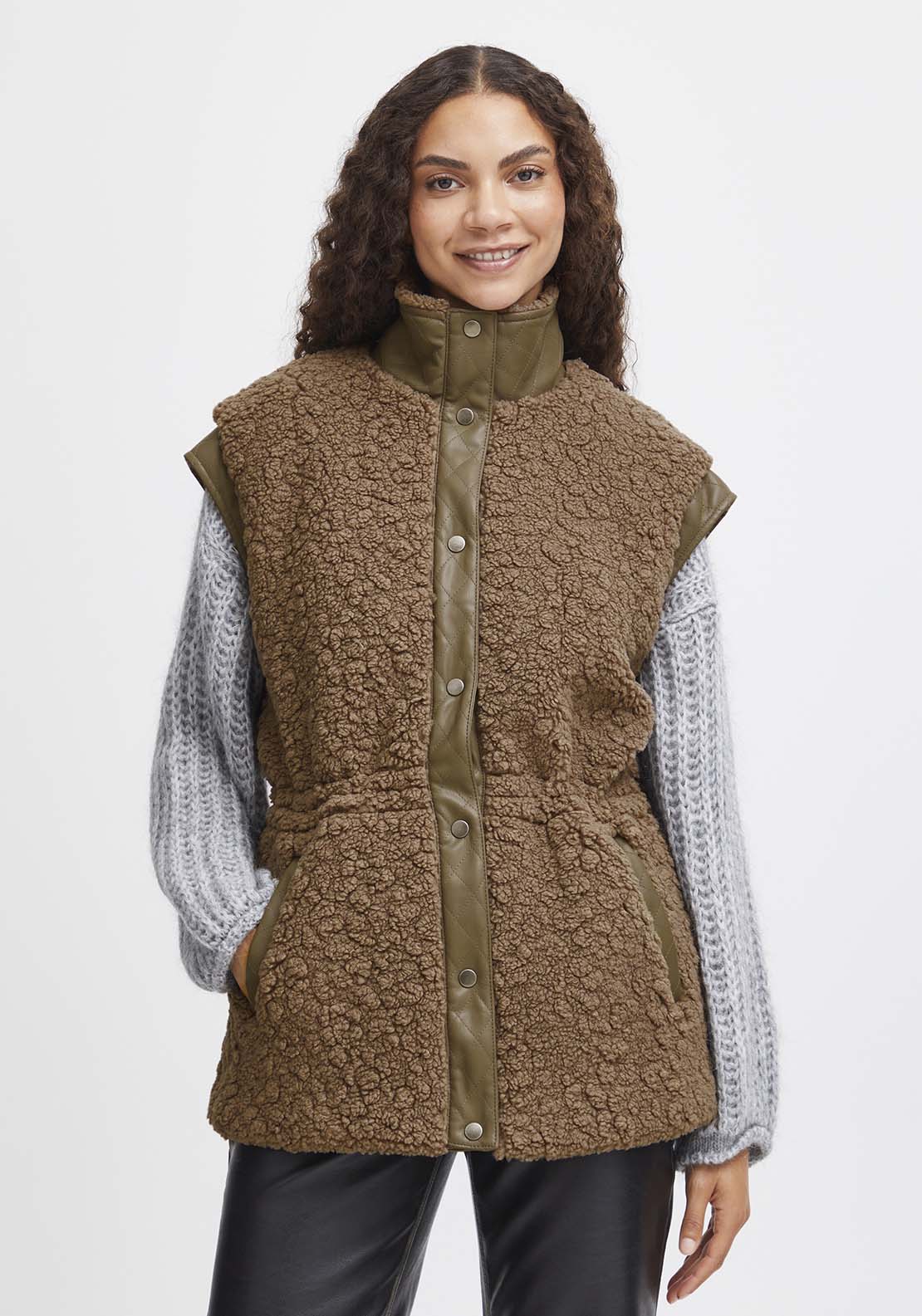 B Young Anamaj Waistcoat - Walnut 1 Shaws Department Stores